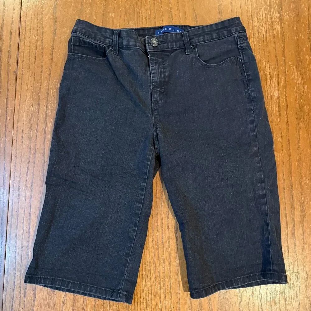 Bandolino Riley Bermuda Shorts Womens 6 Black Denim Long Walking Shorts